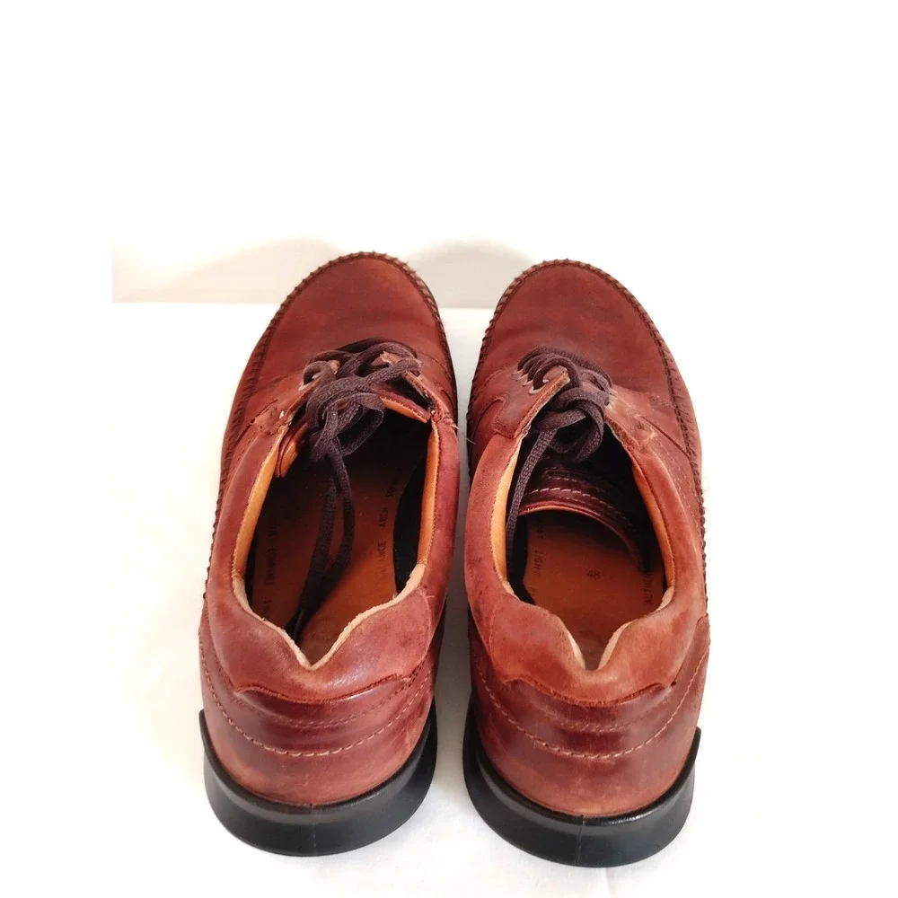 ECCO Seawalker Tie Brown Leather Casual Oxford Old Money Comfort Shoes Men EU 48